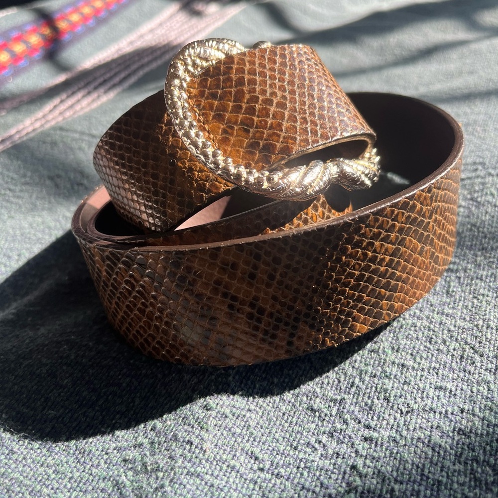 Sezane Artemis Brown Snake Leather Belt